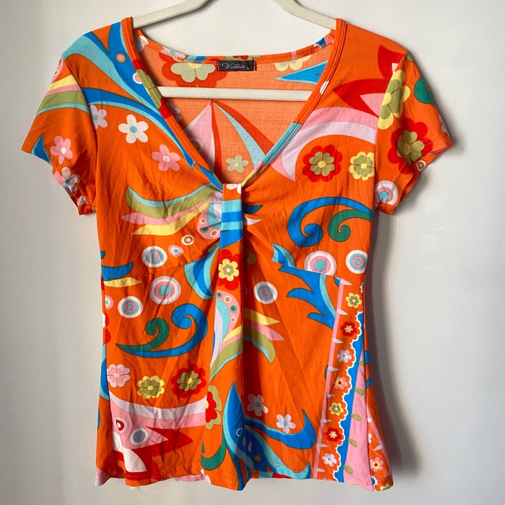 Orange Floral Blouse